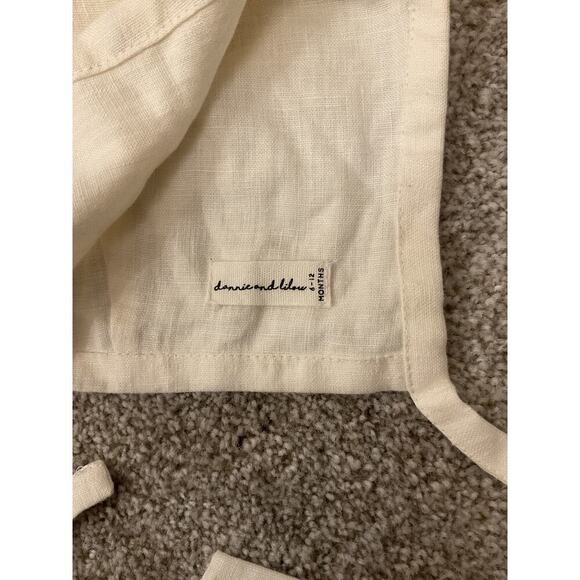 Dannie and Lilou White Linen Unisex Neck Tie Bonnet, 6-12 months - Picture 3 of 4